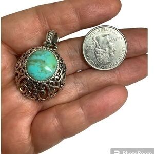 Sterling silver natural blue turquoise pendant